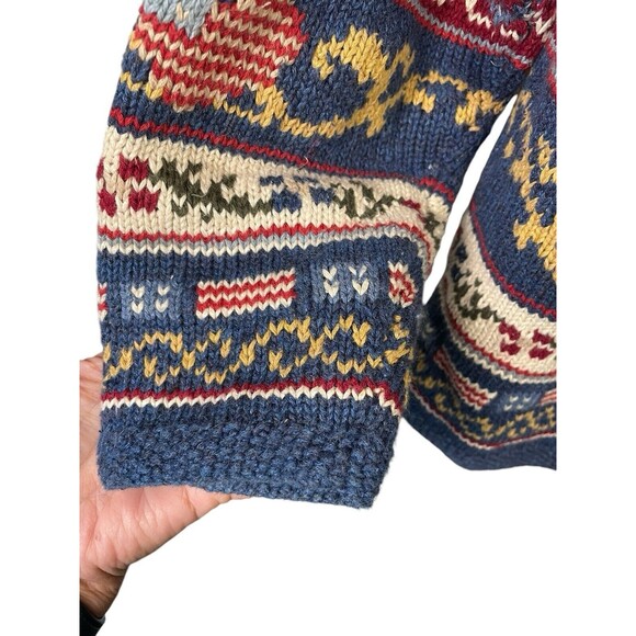 TALBOTS Hand Knit Patriotic Cardigan-Hearts & Flowers-MOP Buttons-Embroidered-PL - Picture 6 of 13